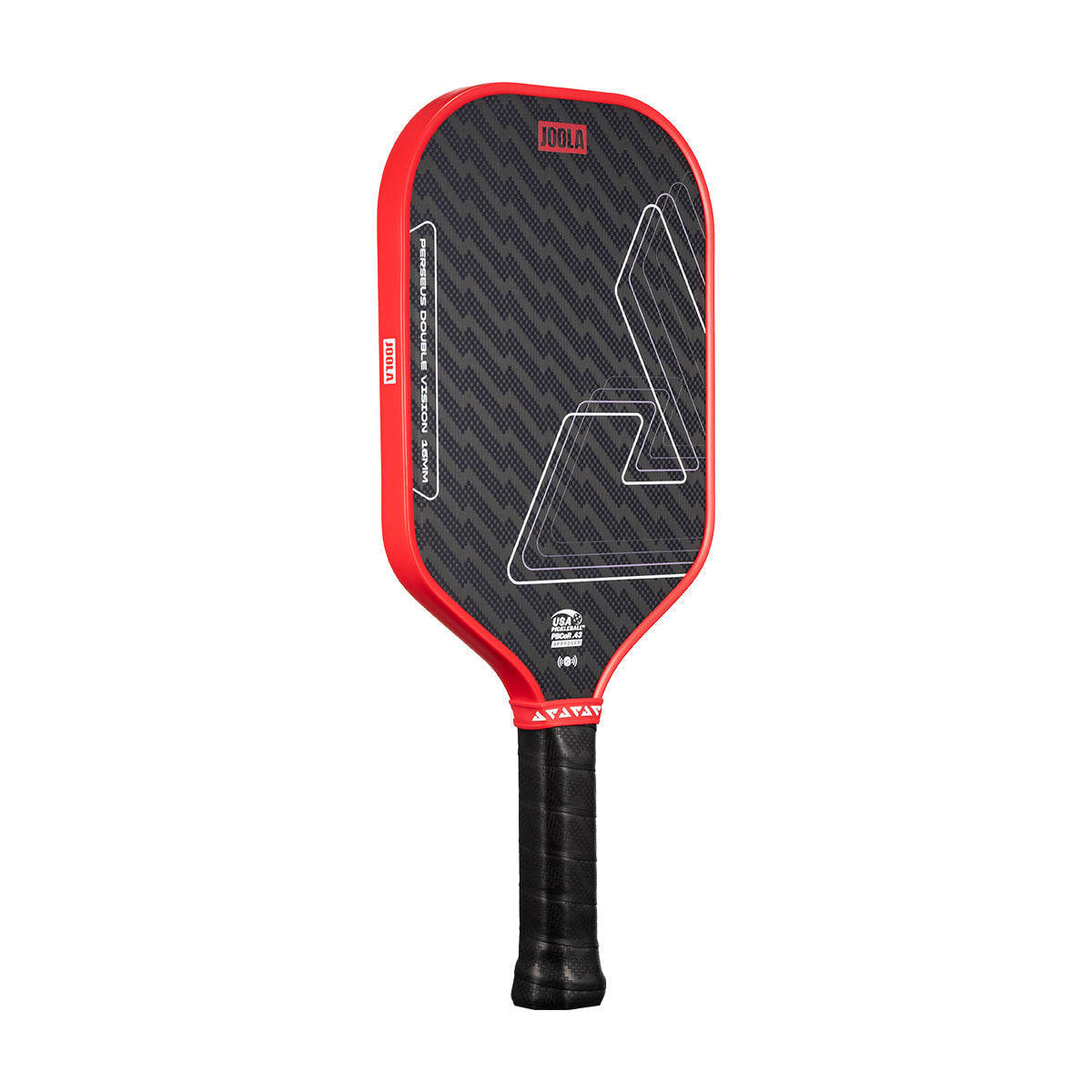 JOOLA Perseus Double Vision 16mm Pickleball Paddle - Blaze Red - angled