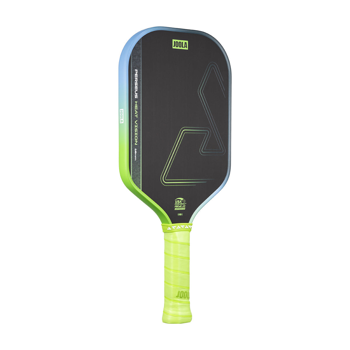 JOOLA Perseus Heat Vision 16mm Pickleball Paddle - Charge Surge Green - angled