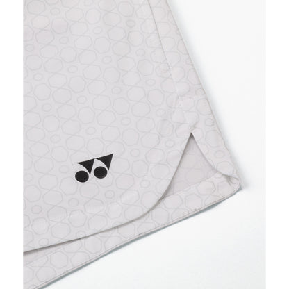 Yonex 25117 women's shorts in White - YONEX logo and side-slit hem detail