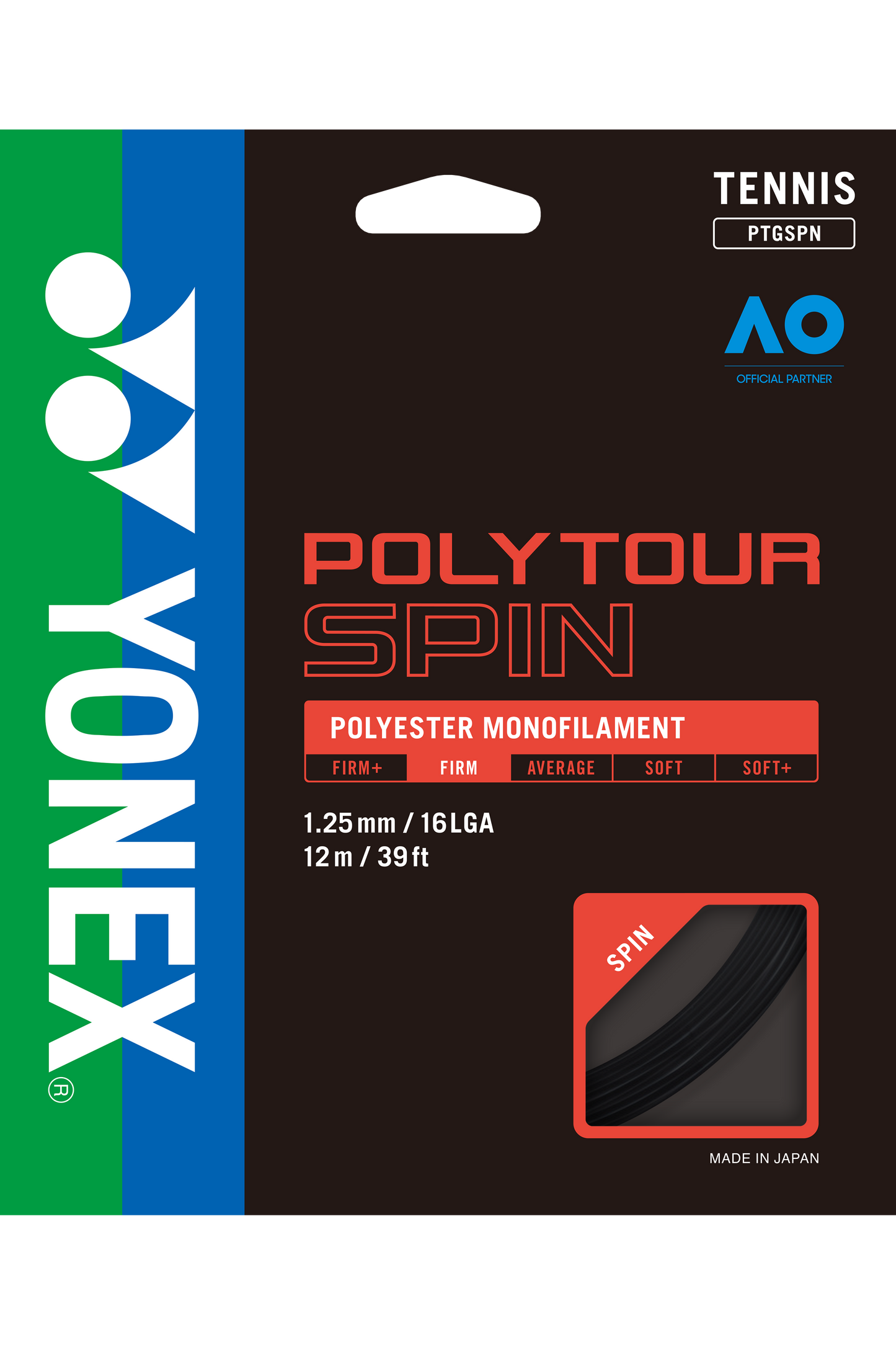 YONEX Tennis String POLYTOUR SPIN 125 12M - Max Sports